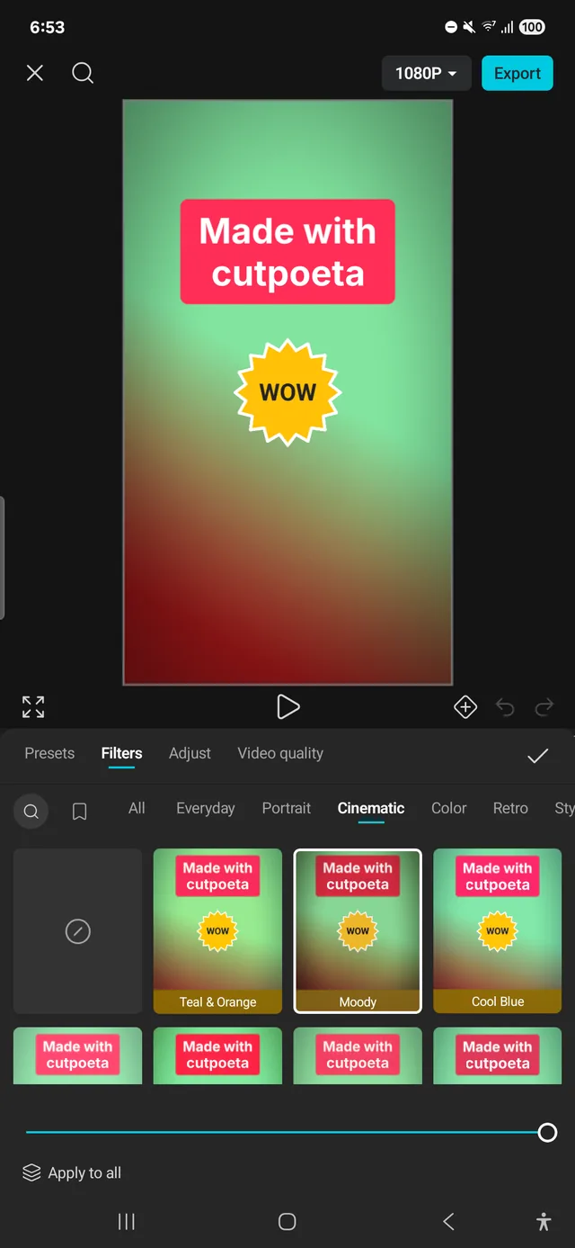 Captura de cutpoeta: Filtros